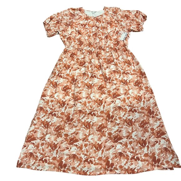 Nine West Pullover Floral Midi Maxi Dress, NWT, Orange White 2x - Picture 2 of 9